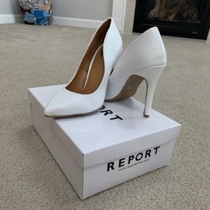 New With Box Report White Heels